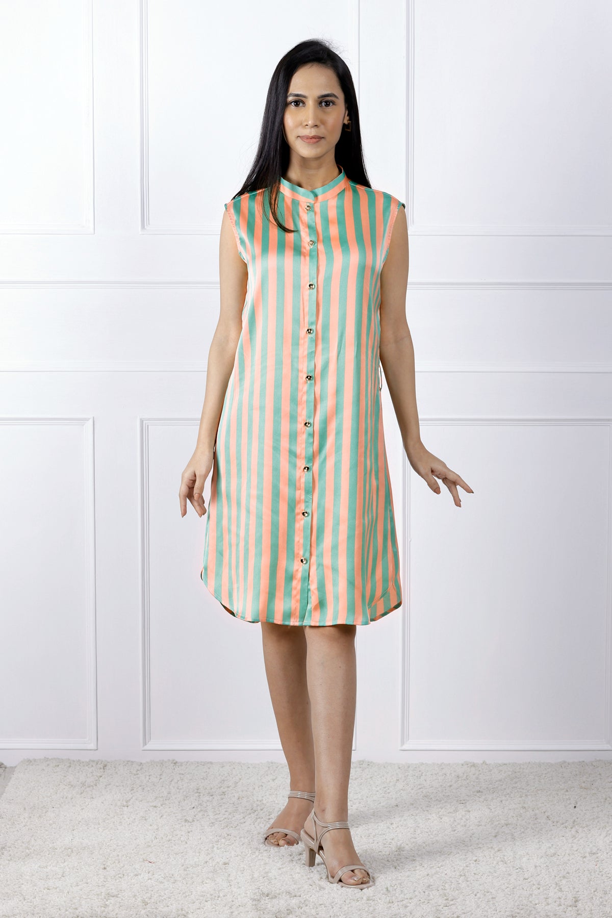 Stripe Circus Peach Shirt Dress