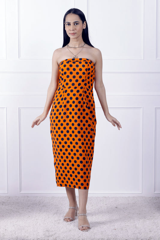 Orange Polka Circus Off-Shoulder Dress