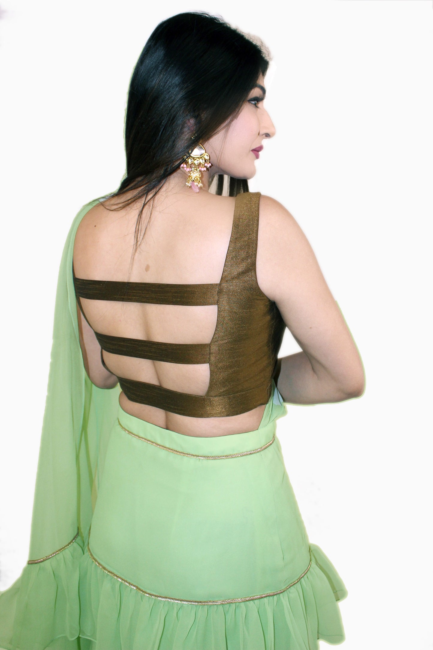 Pre-Stitched Noor Saree With Unstitched Blouse Fabric