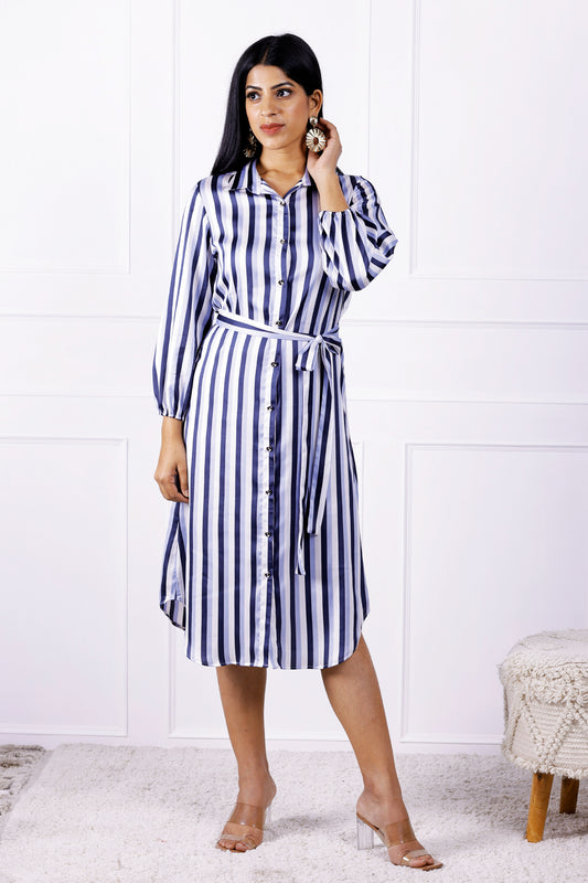 Stripe Circus Blues Shirt Dress