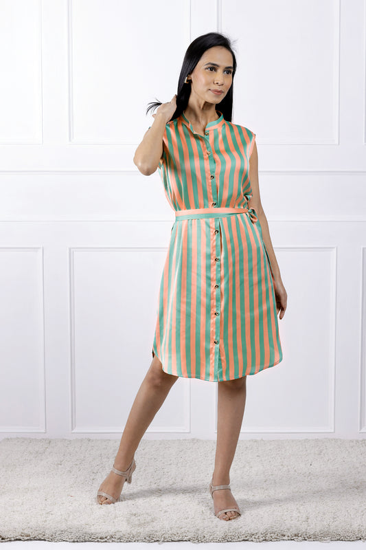 Stripe Circus Peach Shirt Dress