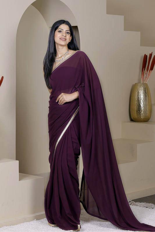 Gulaal Deep Purple Georgette Saree