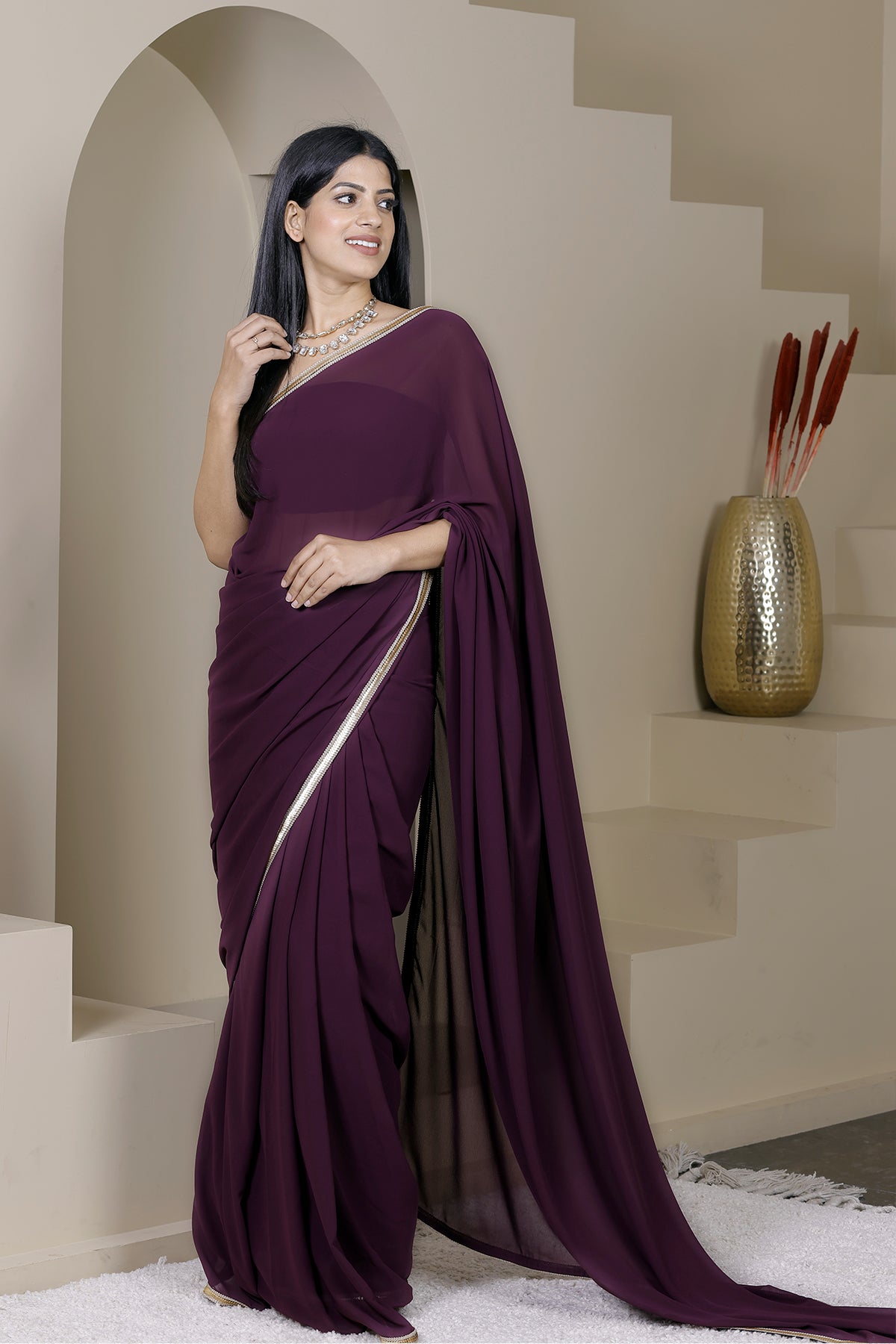 Gulaal Deep Purple Georgette Saree