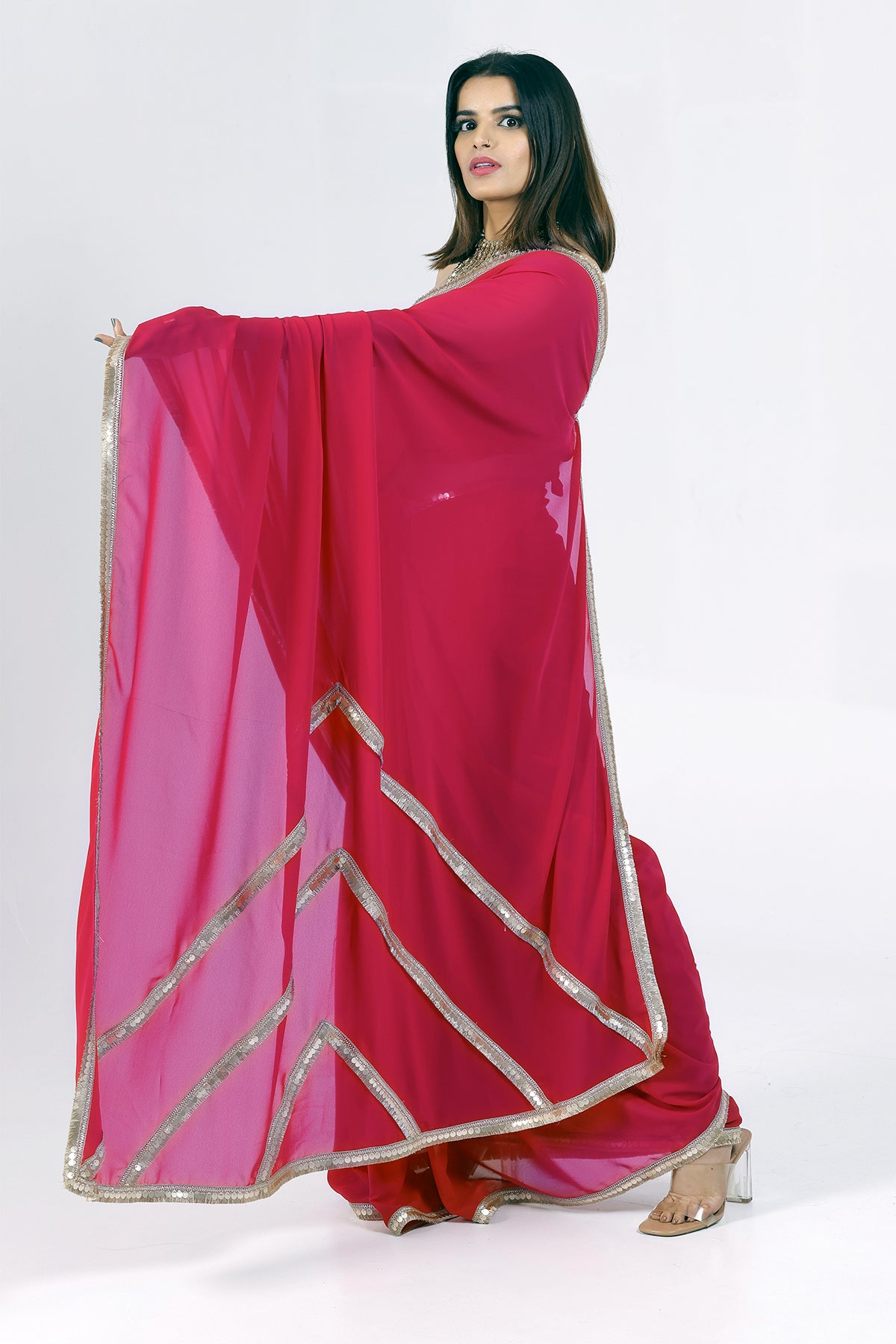 Gulaal Fuchsia Pink Georgette Saree