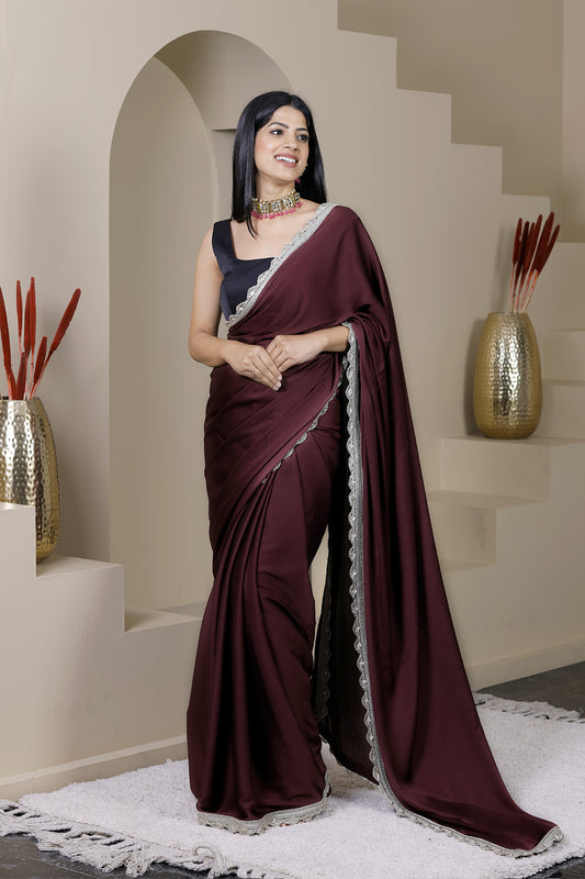 Gulaal Mauve Satin Chiffon Saree