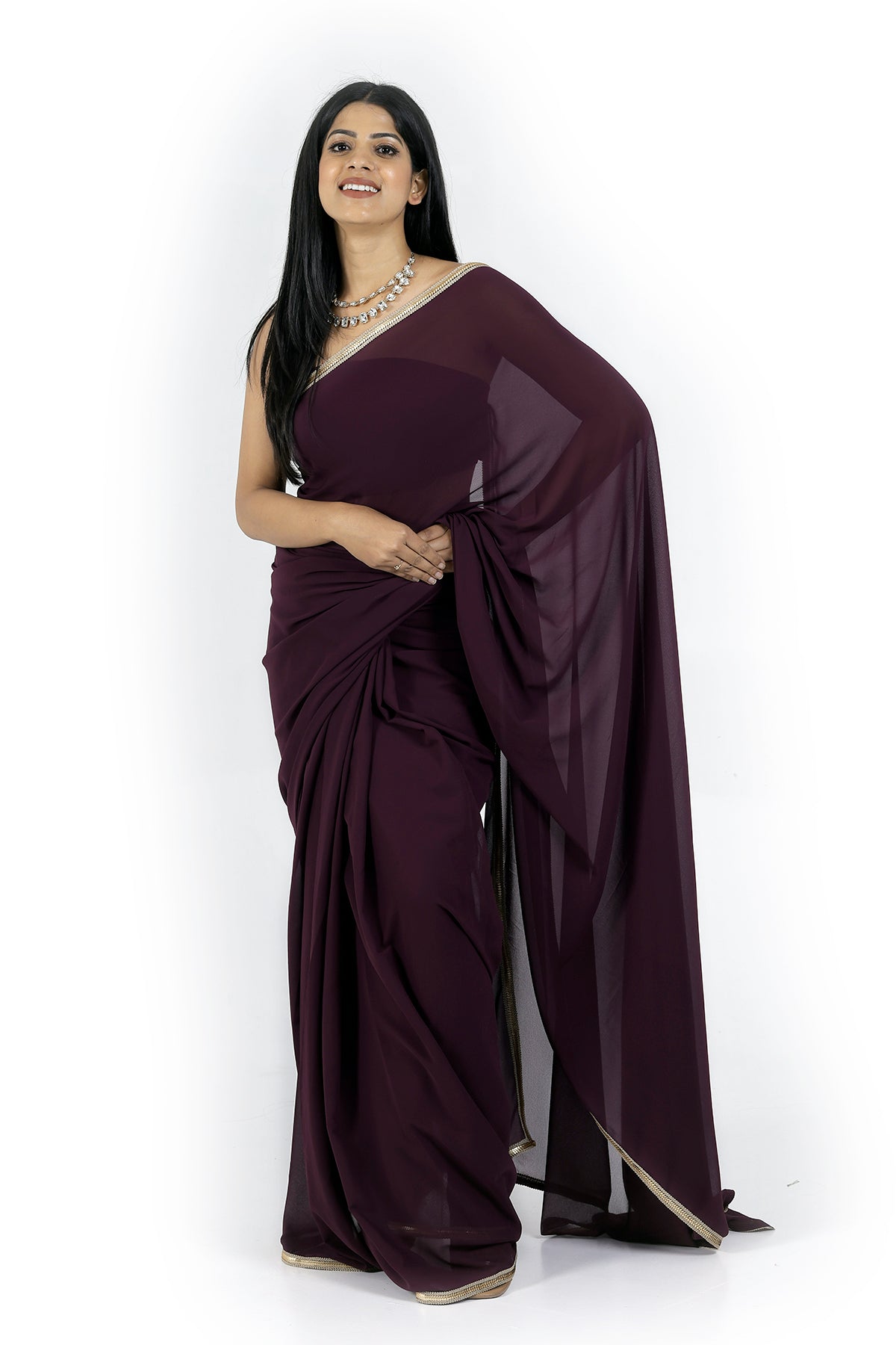 Gulaal Deep Purple Georgette Saree