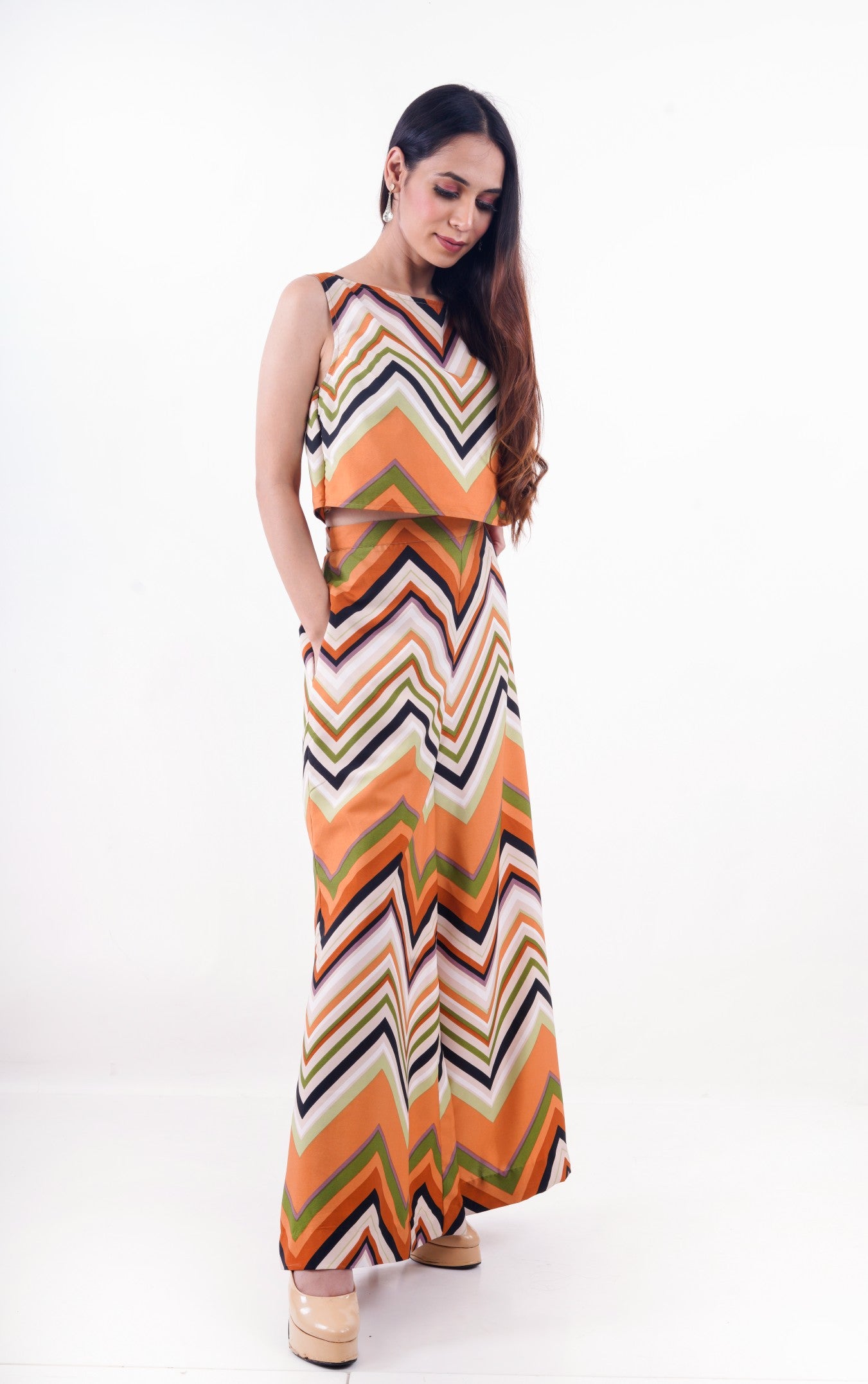 Zig Zag Circus Flared Pants & Top Co-ord Set