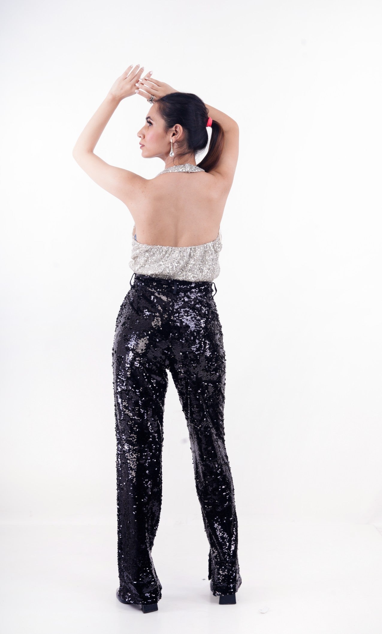 Silver AM to PM Sequin Halter Top