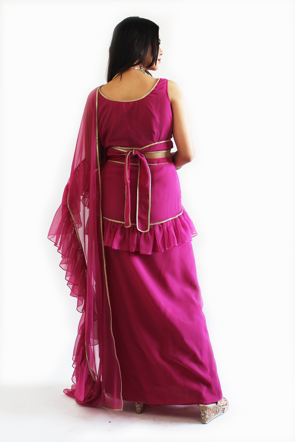 Pre-Stitched Gulabo Saree With Unstitched Blouse Fabric