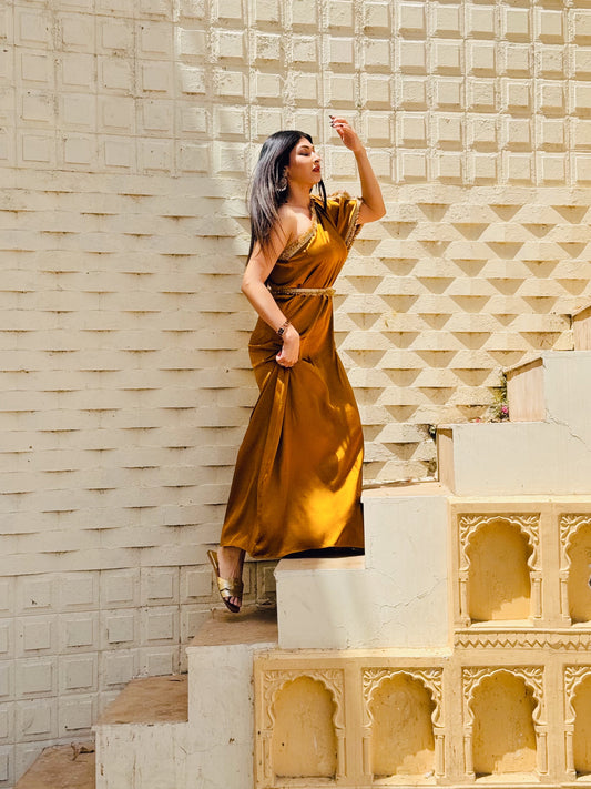 Amber Kaftan With Free Gota Belt